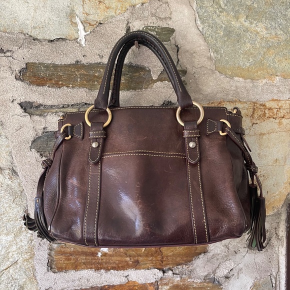 Dooney & Bourke Dark Brown Leather Florentine Tassel Handbag - Picture 5 of 13